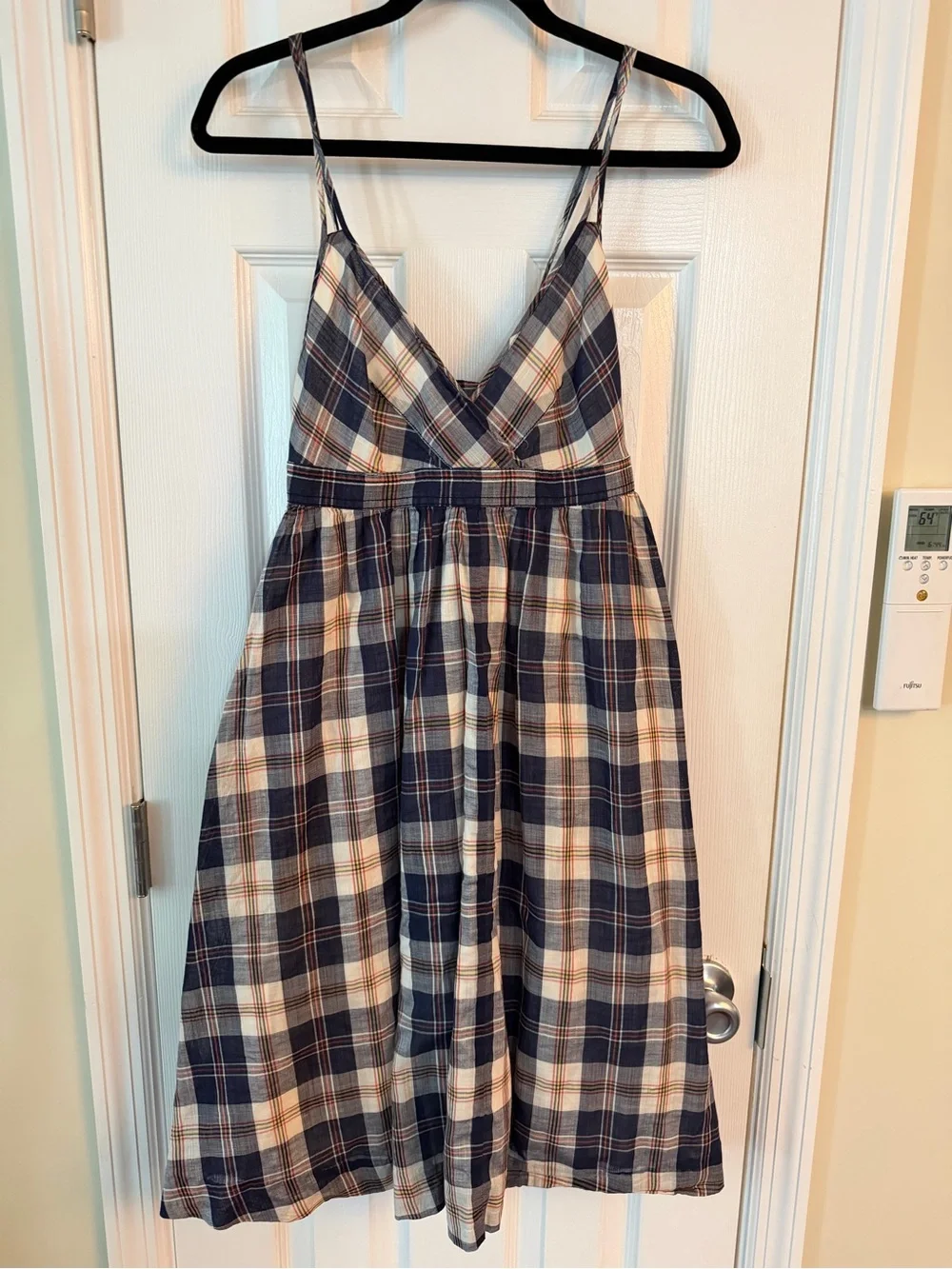 J.Crew Plaid Cotton Midi Dress Size 6 Adjustable Straps Pockets Cottagecore